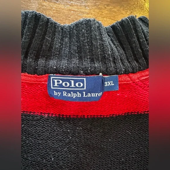 Polo Ralph Lauren Striped Zip Sweater Jacket Red Black Military Womens 3XL - Picture 7 of 7
